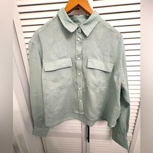 Gap Women’s Light Green Shirt size L linen